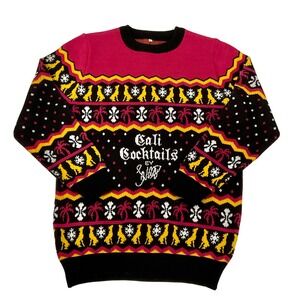 Rare CALI COCKTAILS by Snoop Dogg Ugly Christmas sweater dogs‎ palm trees Large